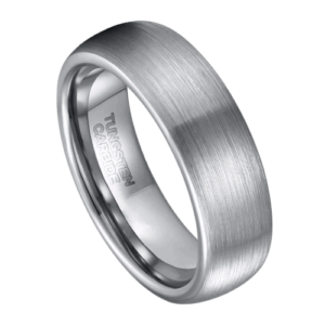 Silberner Herrenring für Hochzeit, Jahrestag, Verlobung, Wolfram, 6 mm, 8 mm Band in den Größen Modern Traditional Style Design