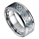 Das Zahnrad - Herrenring aus Wolfram und Kohlefaser - Silber und Blau, 8 mm