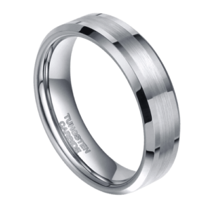 Herren Silberring aus Wolfram Herren Silver Master gebürsteter Silberring mit polierten Kanten in 6mm und 8mm