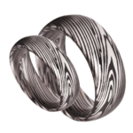 Wasserfall - Wolframring für Herren - Herrenring mit Damaszenerstahlmuster, 6 mm oder 8 mm