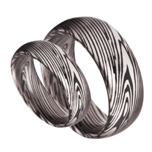 silberner Herrenring mit schwarzem Wasserfall, modernes Design wie Damaszenerstahl, 6 mm oder 8 mm, Wolfram, in allen Größen für Hochzeit, Verlobung und Jahrestag