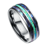 Mystix - Wolframring für Herren - Abalone-Muschel und Opal - 8 mm