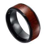 Connoisseur - Wolframring für Herren - Schwarzer und hölzerner Ehe-/Verlobungsring für Herren 8 mm