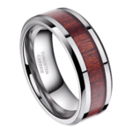Waldmann - Wolframring für Herren - Herrenring aus Silber und Naturholz, 8 mm
