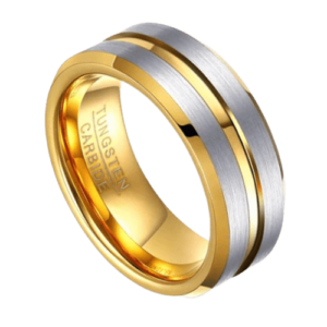 Herren-Silberring mit goldenem Wolfram. Hochzeitstags- oder Verlobungsring 8 mm in allen Größen