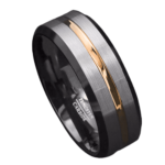 Der Champion - Wolframring für Herren - Silber-Schwarz-Gold-Ring für Ihn 6 mm oder 8 mm