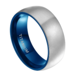 Versöhner - Titanring für Herren - Silberner und blauer Herrenring 6 mm oder 8 mm