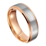 Silberaufstieg - Wolframring für Herren - Silber- und Roségold-Ring für Männer, 8 mm