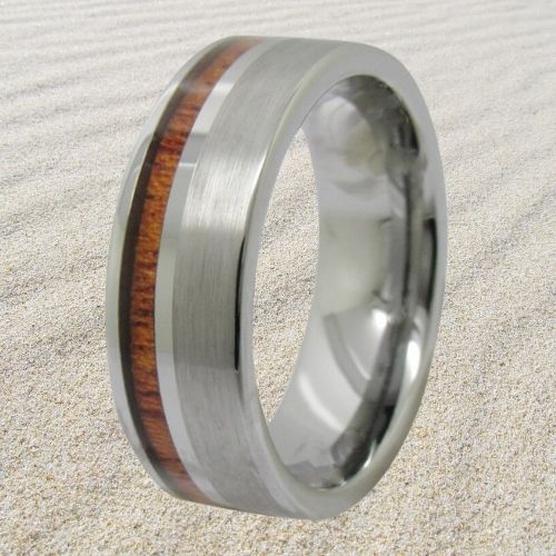 Silberring für Männer mit Holz-Verlobungsband 8mm Wolfram