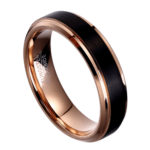 Florenz - Wolframring für Herren - Schwarzer und roségoldener Herrenring 6 mm oder 8 mm