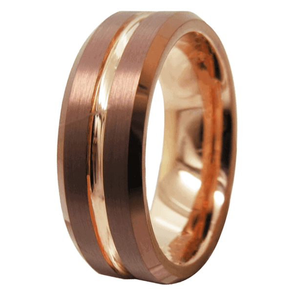 gebürstetes Roségold mit glattem Mittelbandring Eagle Wolfram