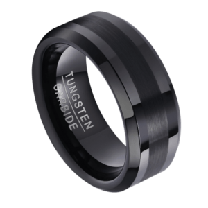 schwarzer Wolframring oder Ehering für Herren, 6 mm oder 8 mm