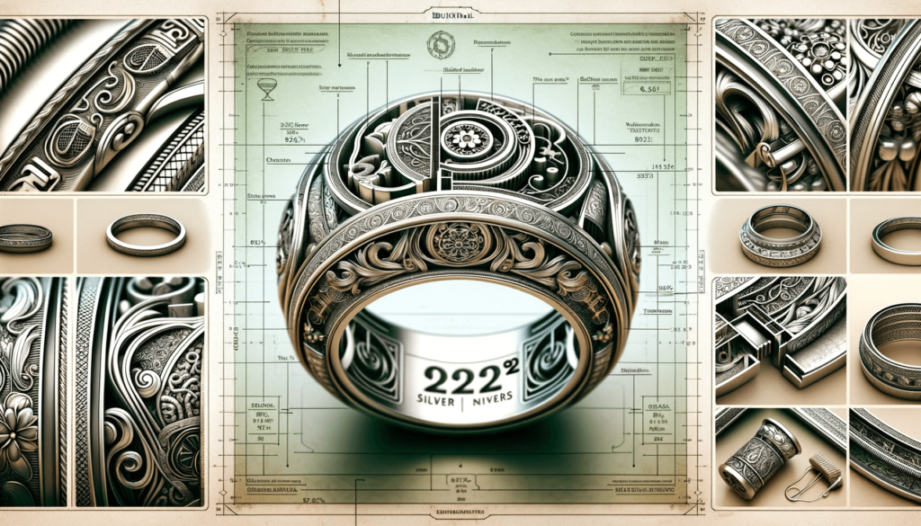 Close-up of an artistically designed 925 silver ring with intricate patterns.
