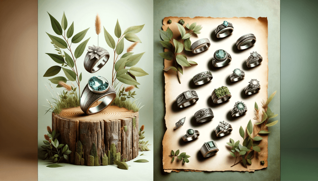 Eco-friendly ring made of sustainable materials, presented in a natural setting.