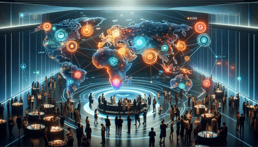 Digital world map with vibrant nodes indicating key silicone ring markets, set against a dark, high-tech background.