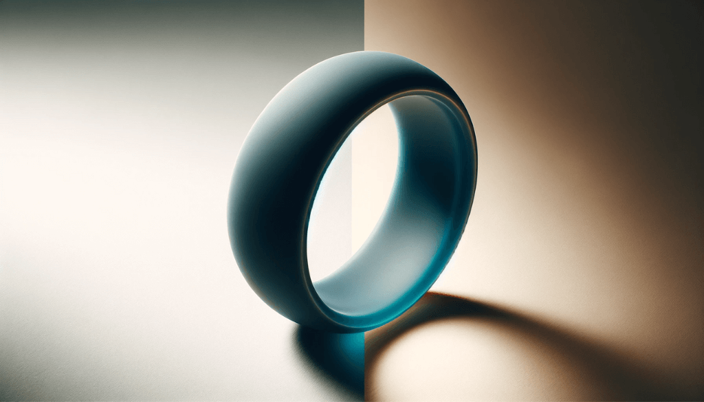 A silicone ring displayed in a dual-state: brand new and after extensive wear, illustrating its long-lasting quality.