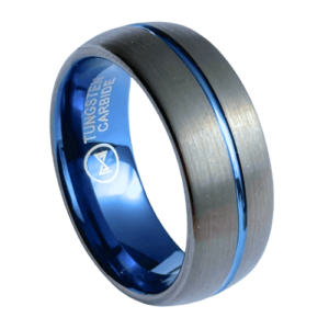 Herrenring in Rotgussgrau mit blauer Rille